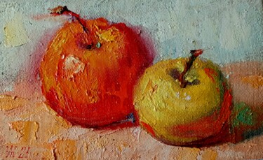 Peinture intitulée "Созревшие два яблок…" par Anatolii Cherniavckyi, Œuvre d'art originale, Huile
