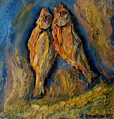 Pittura intitolato "Рыбки. Живопись гра…" da Anatolii Cherniavckyi, Opera d'arte originale, Olio