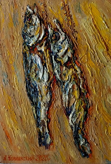 Картина под названием "Два судачка." - Anatolii Cherniavckyi, Подлинное произведение искусства, Масло