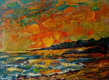 Картина под названием "Зарево морского зак…" - Anatolii Cherniavckyi, Подлинное произведение искусства, Масло