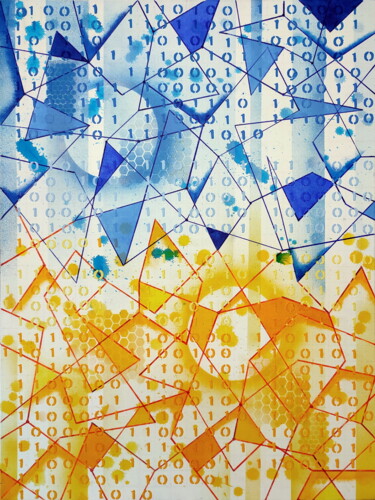 Картина под названием "Web code" - Anatolii Kazymyrchuk, Подлинное произведение искусства, Акрил Установлен на Деревянная ра…