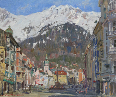 Painting titled "Innsbruck" by Anatolii Korobkin, Original Artwork, Oil