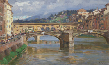 Painting titled "Arno" by Anatolii Korobkin, Original Artwork, Oil Mounted on Wood Stretcher frame