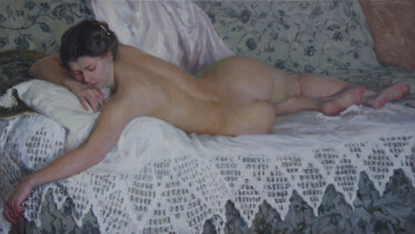 Painting titled "Nude" by Anatolii Korobkin, Original Artwork, Oil