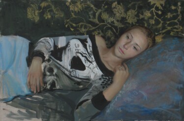 Pintura titulada "Oxana" por Anatolii Korobkin, Obra de arte original, Pastel Montado en Bastidor de camilla de madera