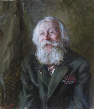 Painting titled "Veteran" by Anatolii Korobkin, Original Artwork
