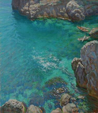 Malerei mit dem Titel "The bay" von Anatolii Korobkin, Original-Kunstwerk, Öl Auf Keilrahmen aus Holz montiert