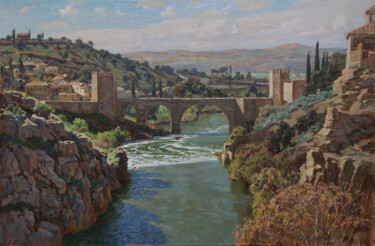 Painting titled "Toledo. Puente San-…" by Anatolii Korobkin, Original Artwork, Oil