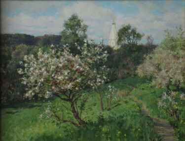 Painting titled "Spring" by Anatolii Korobkin, Original Artwork, Oil