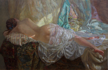 Peinture intitulée "nude under sunlight" par Anatolii Korobkin, Œuvre d'art originale, Huile