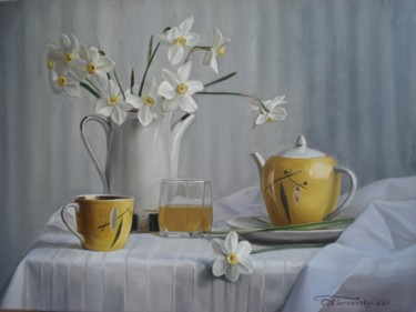 Картина под названием "Yellow and grey" - Anatolii Tarnavskyi, Подлинное произведение искусства, Масло