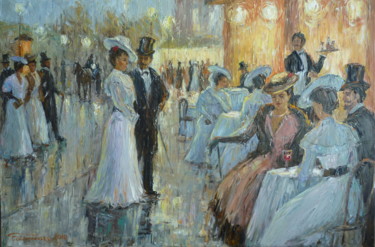 Картина под названием "Cafe in Paris" - Anatolii Tarnavskyi, Подлинное произведение искусства, Масло