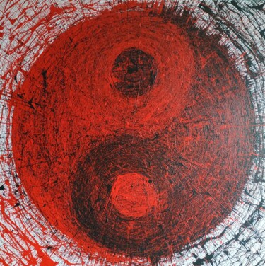 Painting titled "Red Yin Yang" by Anatolii Morogai, Original Artwork, Acrylic