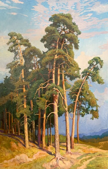 Painting titled "Pines" by Anatolii Tokarev, Original Artwork, Oil