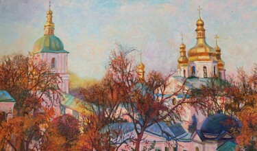 Schilderij getiteld "Holy Cross Church.…" door Anatolii Tokarev, Origineel Kunstwerk, Olie