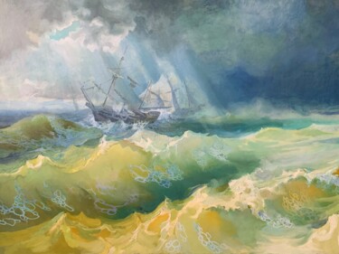 Картина под названием "Storm in Crimea" - Анатолій Токарев, Подлинное произведение искусства, Масло