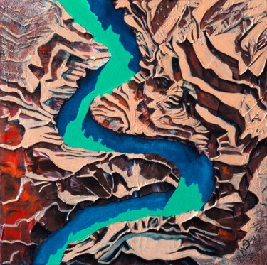 Painting titled "Grand Canyon" by Anatoliy Korchinov, Original Artwork, Acrylic Mounted on Wood Stretcher frame