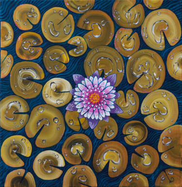 Painting titled "Lotus" by Anatoliy Korchinov, Original Artwork, Acrylic Mounted on Wood Stretcher frame