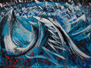 Картина под названием "Climbing Everest wi…" - Anatoliy Korchinov, Подлинное произведение искусства, Акрил Установлен на Дер…