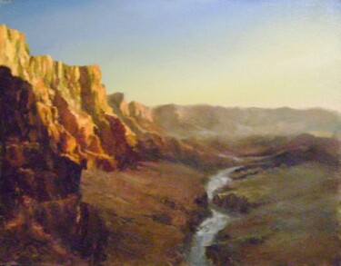 Painting titled "A canyon in the USA" by Anatoliy Nozdrin, Original Artwork, Oil