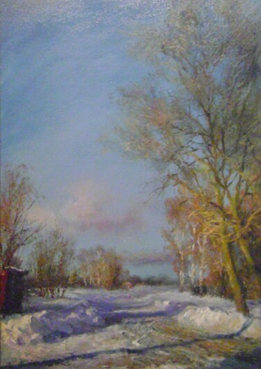 Painting titled "Pybinsk. Spring." by Anatoliy Nozdrin, Original Artwork, Oil