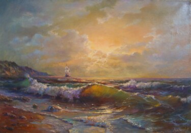 Painting titled "Another sea fantasy" by Anatoliy Nozdrin, Original Artwork, Oil
