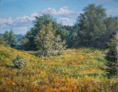 Painting titled "Near the Volga rive…" by Anatoliy Nozdrin, Original Artwork, Oil