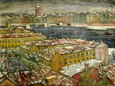 Painting titled "Saints-Petersburg r…" by Anatoliy Sivkov, Original Artwork, Oil