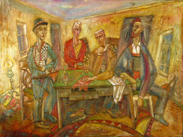 Painting titled "Four Aces 1" by Anatoliy Sivkov, Original Artwork, Oil