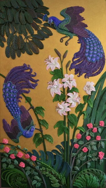 "Birds of paradise II" başlıklı Heykel Anatoly Popov tarafından, Orijinal sanat, Akrilik Ahşap panel üzerine monte edilmiş