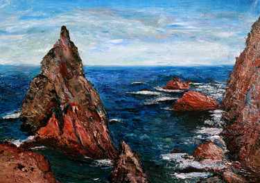 Painting titled "Rocks at Cape St. L…" by Volha Milashevich, Original Artwork, Oil