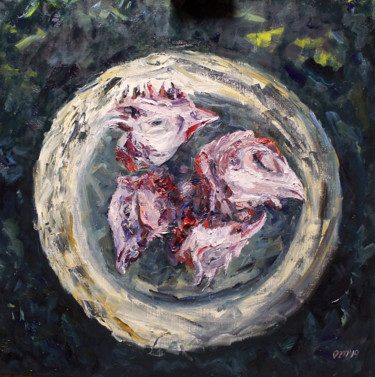 Pittura intitolato "Closed eyes" da Volha Milashevich, Opera d'arte originale, Olio
