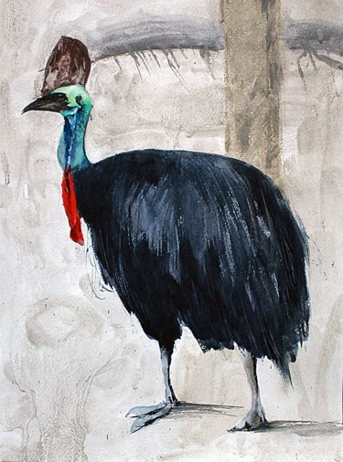 Painting titled "Cassowary" by Volha Milashevich, Original Artwork, Lacquer
