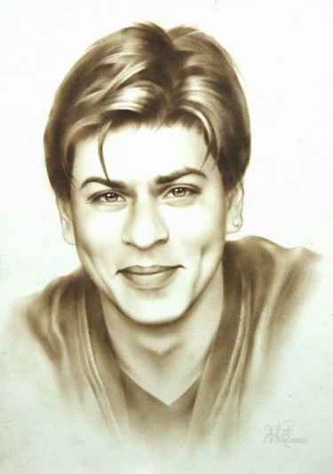 Pintura titulada "Shahrukh Khan" por Anatoly Korobeynikov, Obra de arte original, Oleo