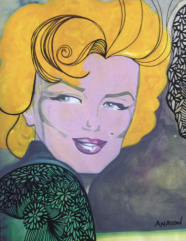 Painting titled "Marilyn au gris" by Anaton, Original Artwork