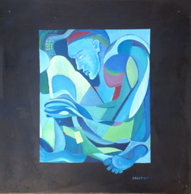 Peinture intitulée "Blue jail" par Anaton, Œuvre d'art originale, Acrylique