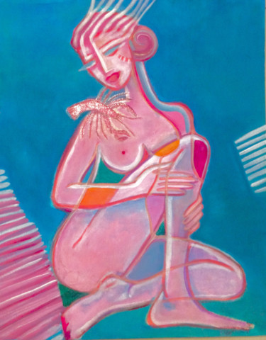 Peinture intitulée "Femme à l'écrevisse" par Anaton, Œuvre d'art originale