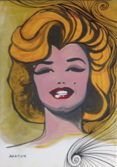 Peinture intitulée "Marilyn au jaune" par Anaton, Œuvre d'art originale