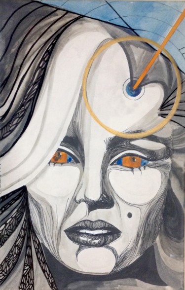 Painting titled "Marilyn au bleu" by Anaton, Original Artwork