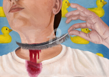 Painting titled "Rubber Ducks - Litt…" by Ana Valentim, Original Artwork, Oil