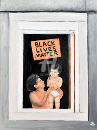Peinture intitulée "Black lives matter" par Ana Valentim, Œuvre d'art originale, Huile