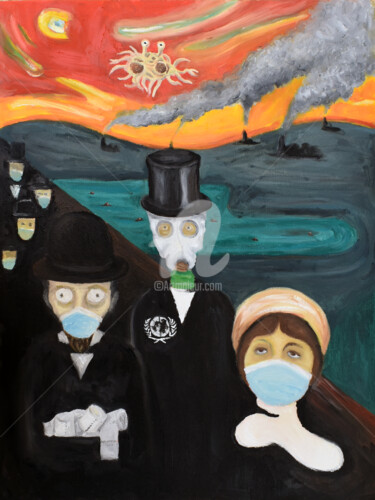 Malerei mit dem Titel "Anxiety 2020" von Ana Valentim, Original-Kunstwerk, Öl