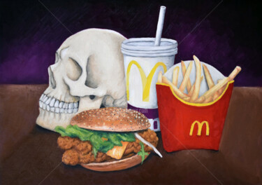 Painting titled "Macdonal's Vanitas" by Ana Valentim, Original Artwork, Oil