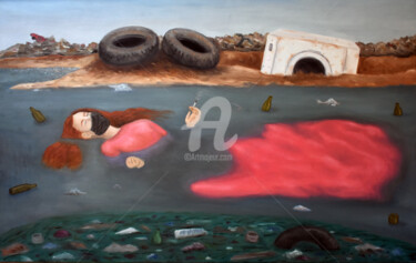 Картина под названием "Contemporary ophelia" - Ana Valentim, Подлинное произведение искусства, Масло