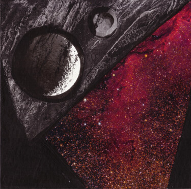 Collages intitolato "Rolling asteroids" da Anastasia Vasilyeva, Opera d'arte originale, Carta