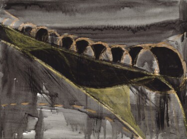 Desenho intitulada "Gotthard Tunnel" por Anastasia Vasilyeva, Obras de arte originais, Acrílico