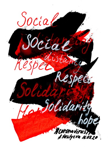 Dibujo titulada "16.03.2020 -Social…" por Anastasia Vasilyeva, Obra de arte original, Acrílico