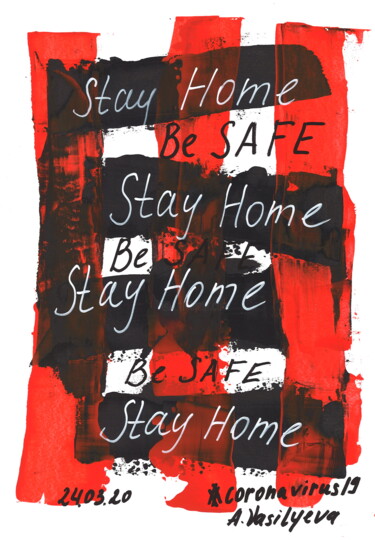 Drawing titled "24.03.2020 - Stay H…" by Anastasia Vasilyeva, Original Artwork, Acrylic