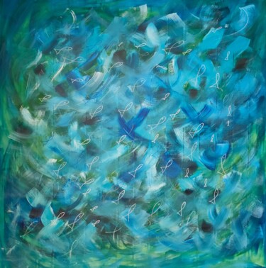 Картина под названием "DEEP SEA XL canvas" - Anastasia Vasilyeva, Подлинное произведение искусства, Акрил