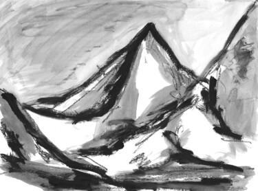 Drawing titled "Mountains 001" by Anastasia Vasilyeva, Original Artwork, Acrylic